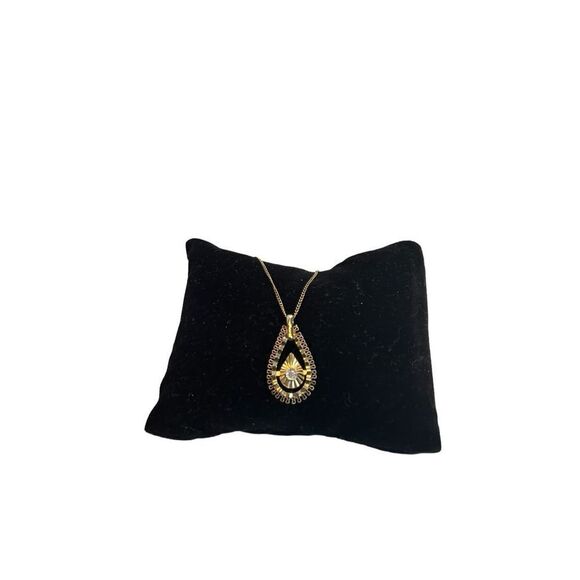 DCE signed pendant gold necklace diamond chip teardrop pendant - Picture 7 of 10